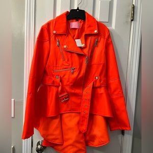 Orange hi-low trench